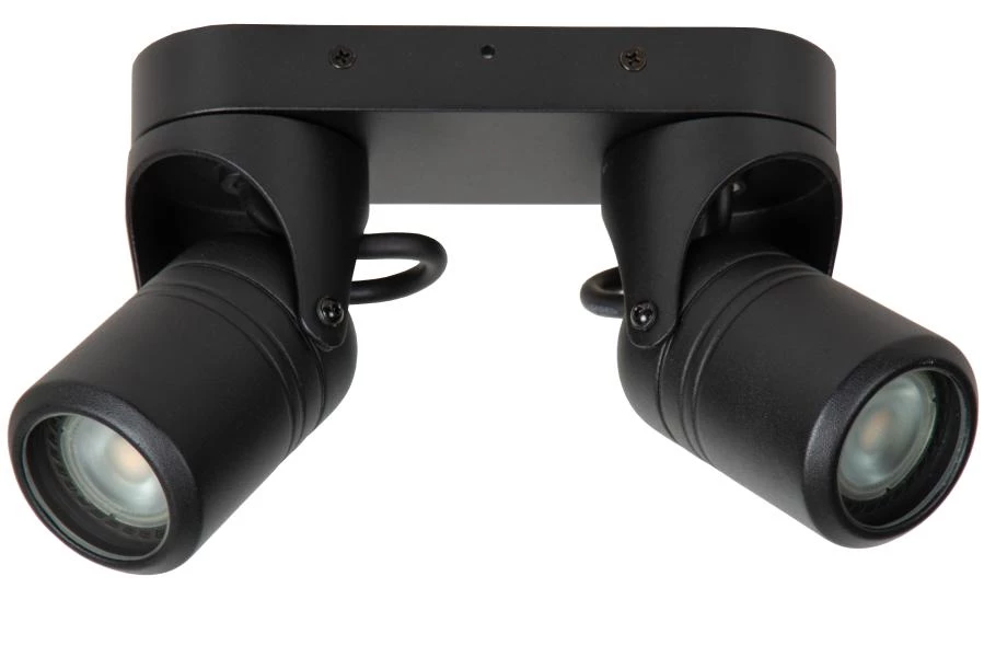 Lucide NIORT - Ceiling spotlight Indoor/Outdoor - 2xGU10 - IP44 - Black - off